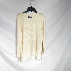 Comme Toi... Women's Cream Lace Long Sleeved Blouse Size S